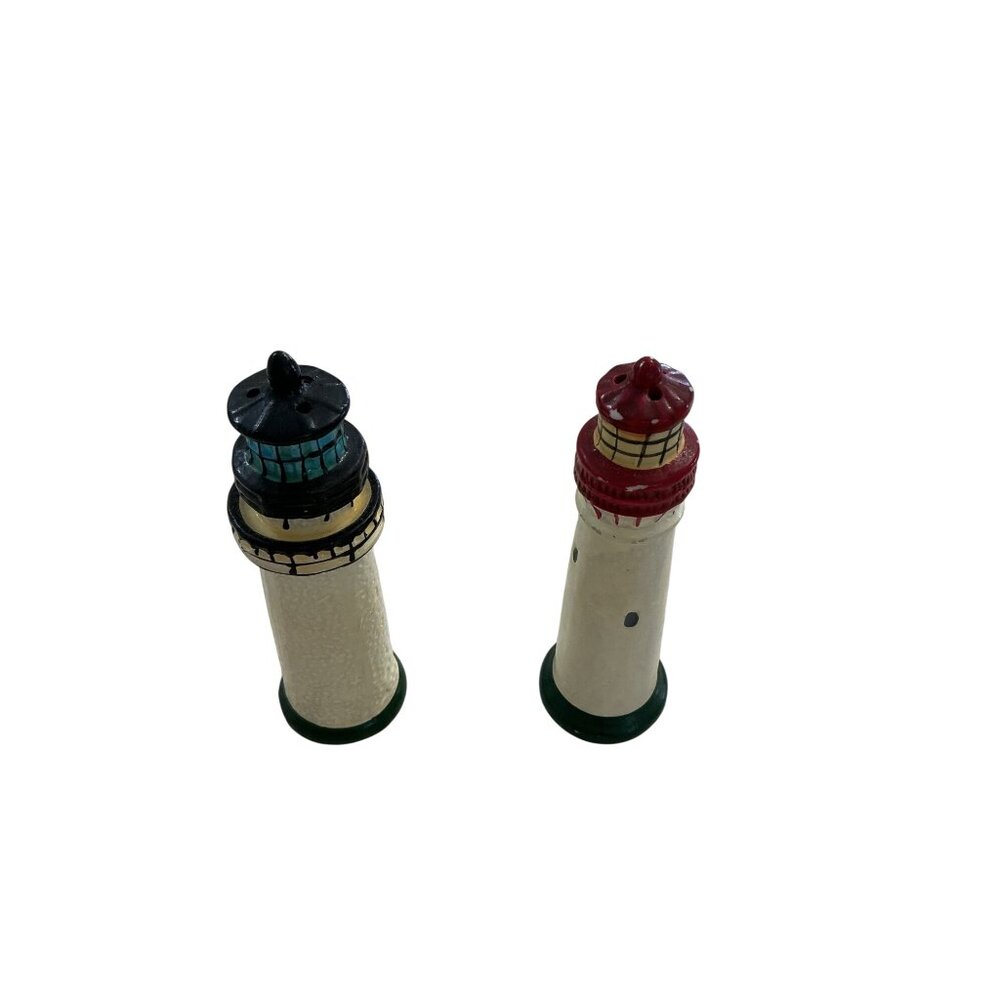 Lighthouse Salt & Pepper Shakers Nautical Beach House Decor 4" Tall - Picture 5 of 5